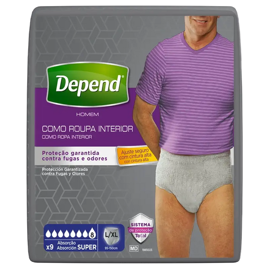Depend Super L/Xl Adult Male Windel, 9 Stück.