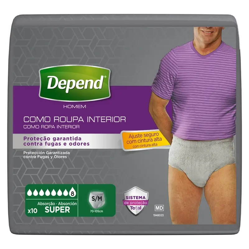 Depend Super S/M Adult Male Windel, 10 Stück.