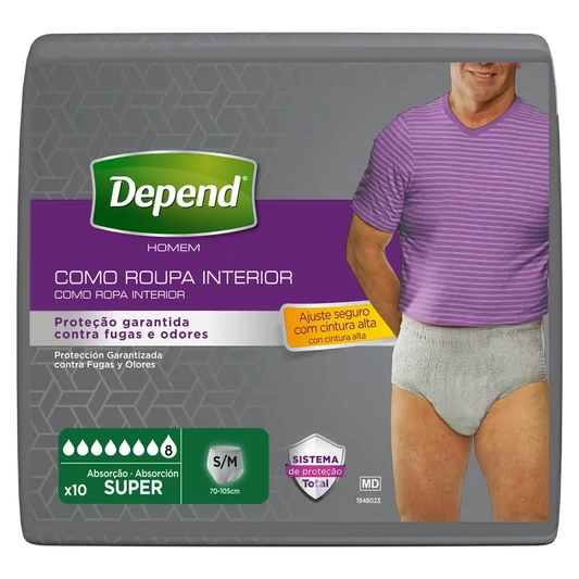Depend Super S/M Adult Male Windel, 10 Stück.
