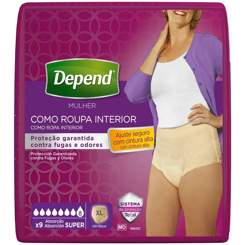 Depend Super Xl Erwachsenenwindel für Frauen, 9 Stück.