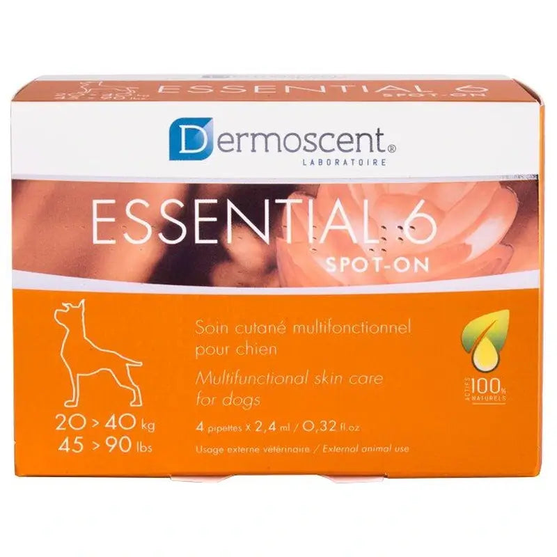 Dermoscent Essential 6 Spot-On für Hunde von 20 bis 40 kg, 4 Pipetten, 4 Stück