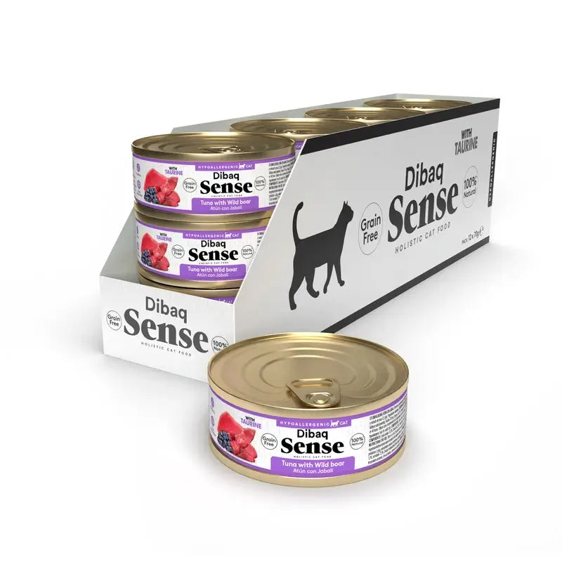Dibaq Sense Wet Cat Food: Tuna with Wild Boar, 12 x 70 g