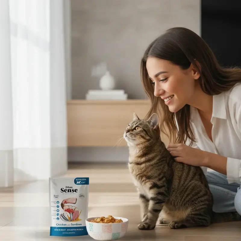 Dibaq Sense Wet Cat Food Bites in Sauce – Chicken with Sardines, 12 x 100 g