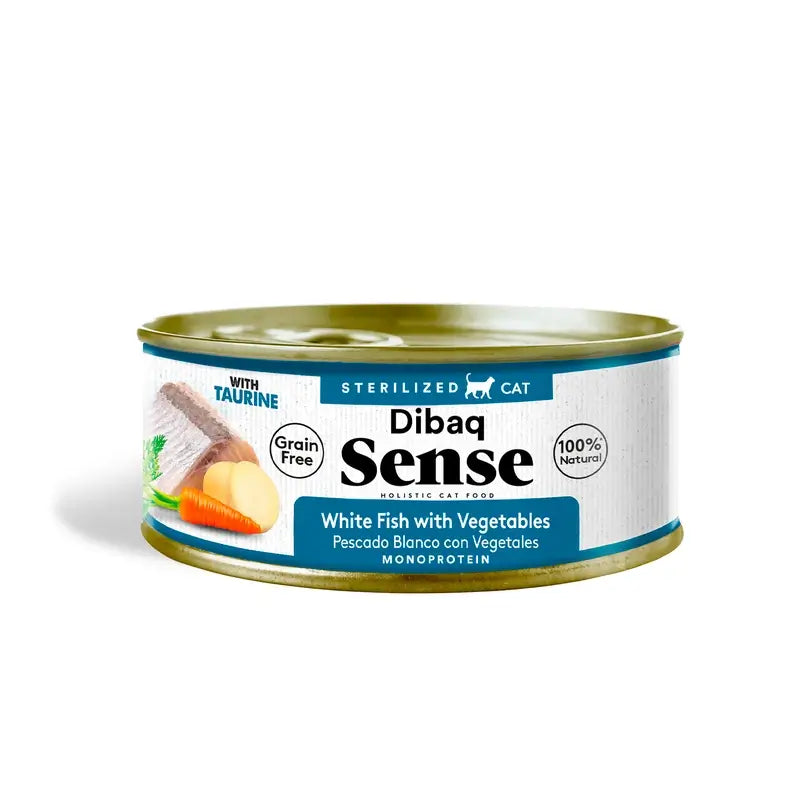 Dibaq Sense Wet Cat Food for Neutered Cats – White Fish with Vegetables, 12 x 70 g