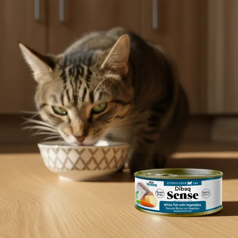 Dibaq Sense Wet Cat Food for Neutered Cats – White Fish with Vegetables, 12 x 70 g