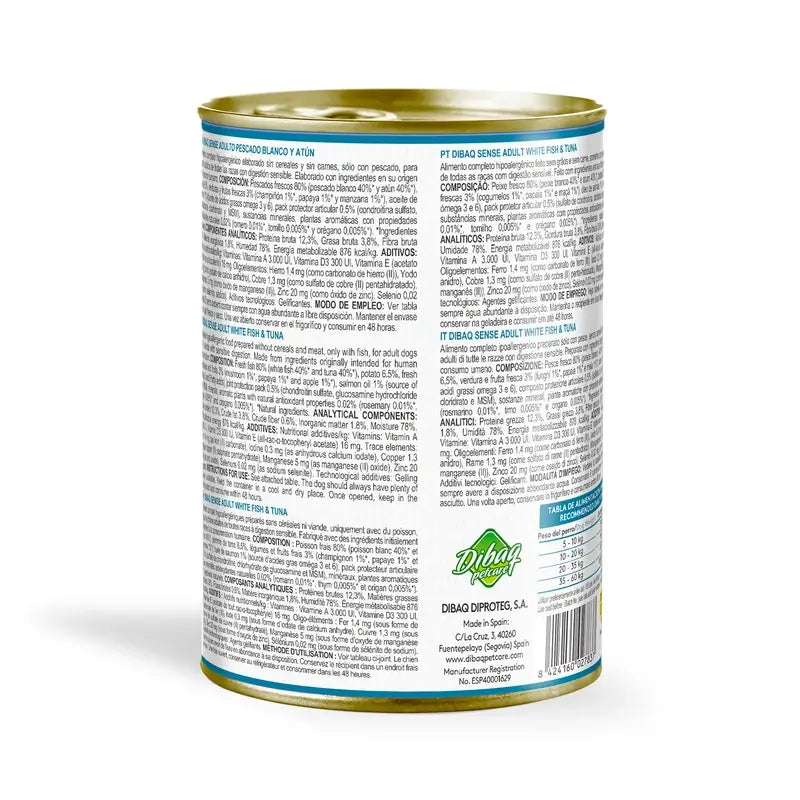 Dibaq Sense Wet Dog Food – White Fish and Tuna, 12 x 380 g
