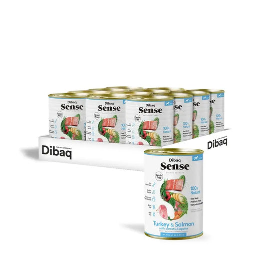 Dibaq Sense Wet Dog Food – Salmon and Turkey for Puppies, 12 x 380 g