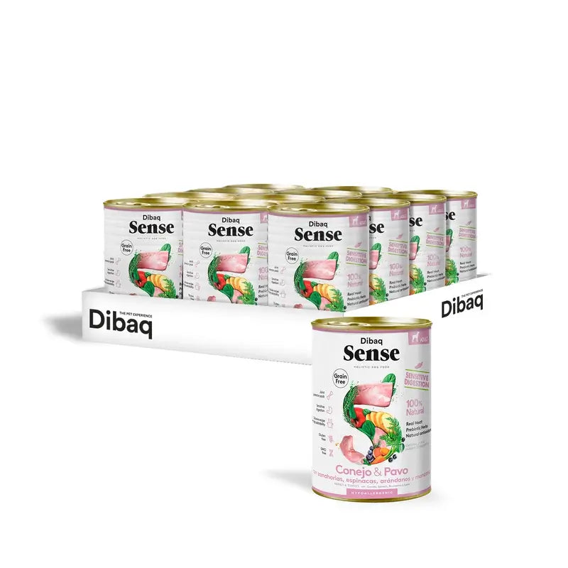 Dibaq Sense Wet Dog Food for Sensitive Dogs – Rabbit and Turkey, 12 x 380 g