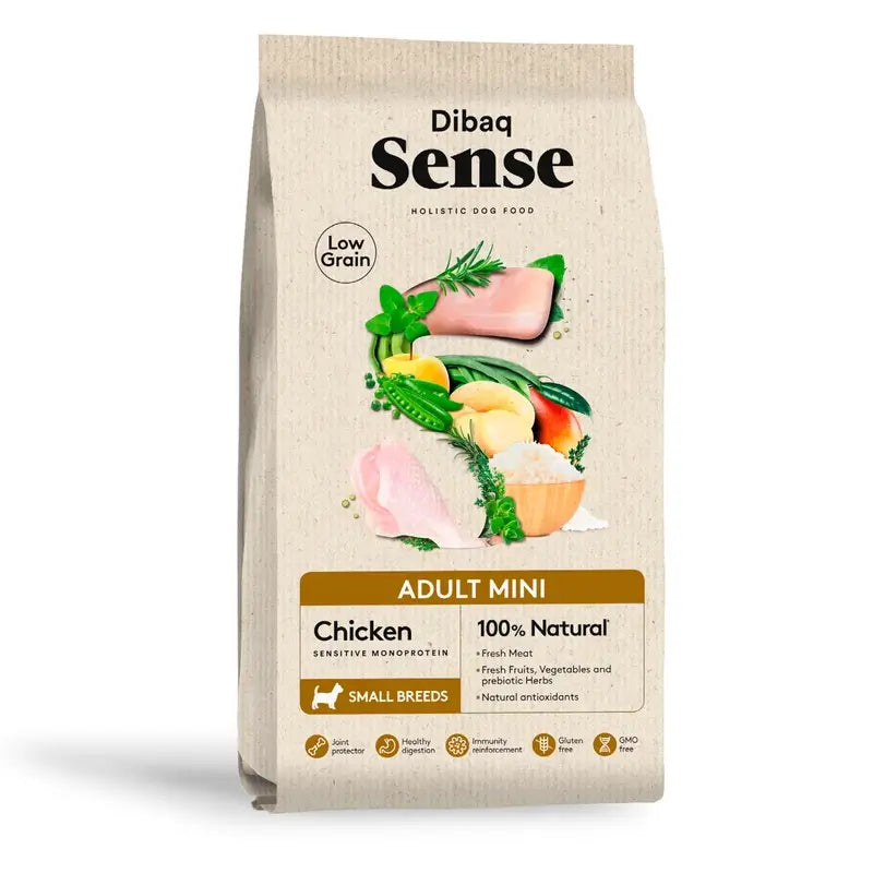 Dibaq Sense Low-Grain Chicken Dog Food for Adult Mini Breeds, 2 kg