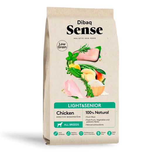 Dibaq Sense Low-Grain Chicken Light or Senior Dog Food, 12 kg