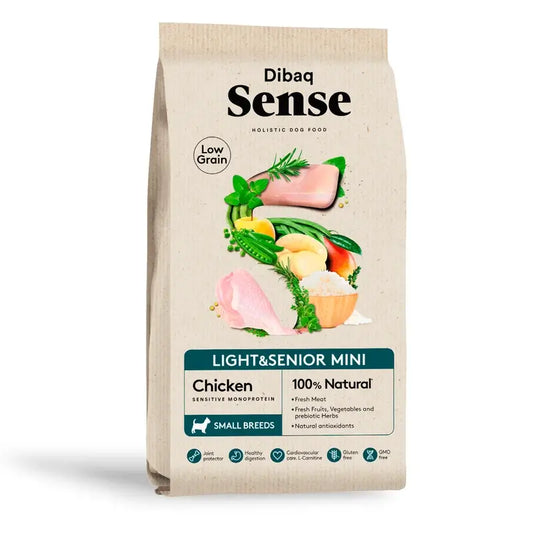 Dibaq Sense Low-Grain Chicken Light or Senior Mini Dog Food, 2 kg