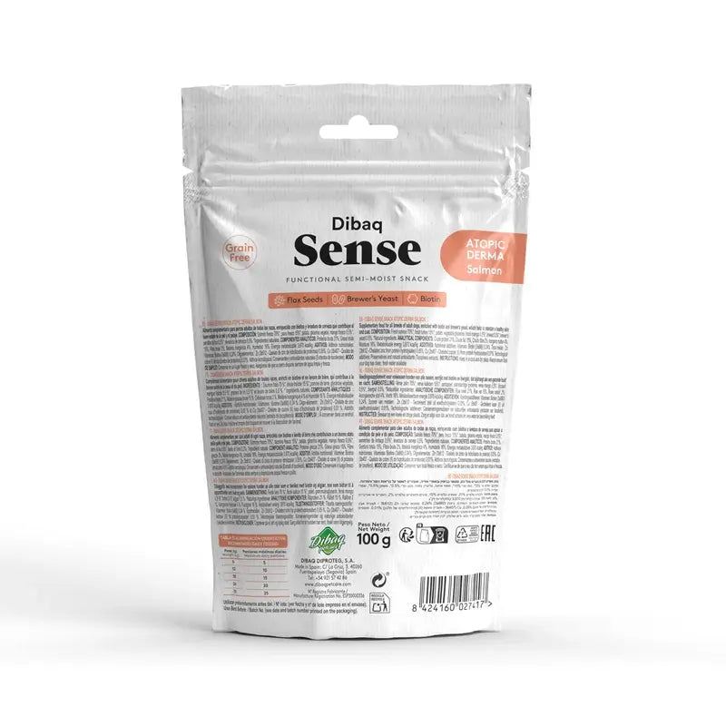 Dibaq Sense Snack for Dogs with Atopic Skin, Salmon, 8 x 100 g
