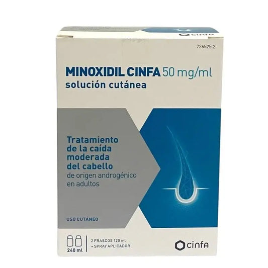 Cinfa Minoxidil 50 Mg/Ml Lösung für die Haut 2 Flaschen, 120 ml