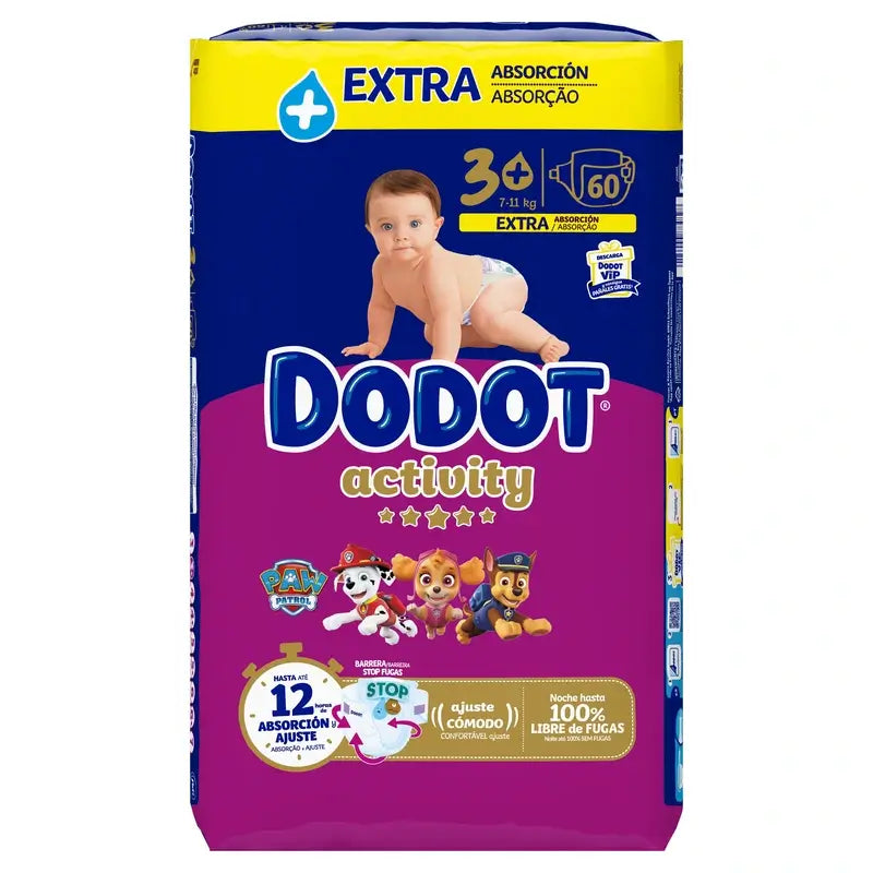 Dodot Activity Größe 3 Extra Jumbo (7-11Kg), 60 Windeln