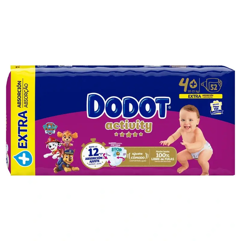 Dodot Activity Größe 4+ Extra Jumbo (10-15Kg), 52 Windeln