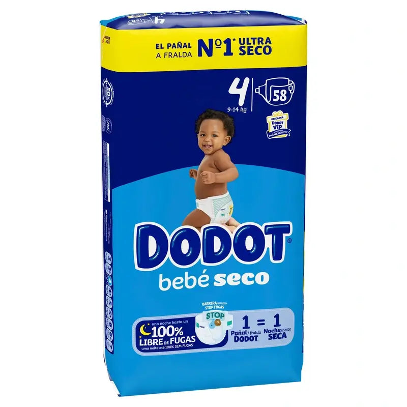 Dodot Baby Dry Größe 4 (9-14 Kg), 58 Windeln