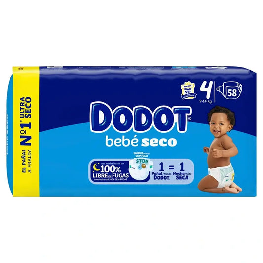 Dodot Baby Dry Größe 4 (9-14 Kg), 58 Windeln