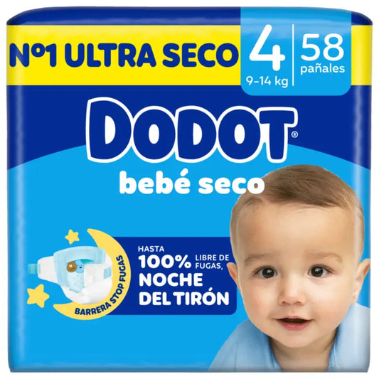 Dodot Baby Dry Größe 4 (9-14 Kg), 58 Windeln