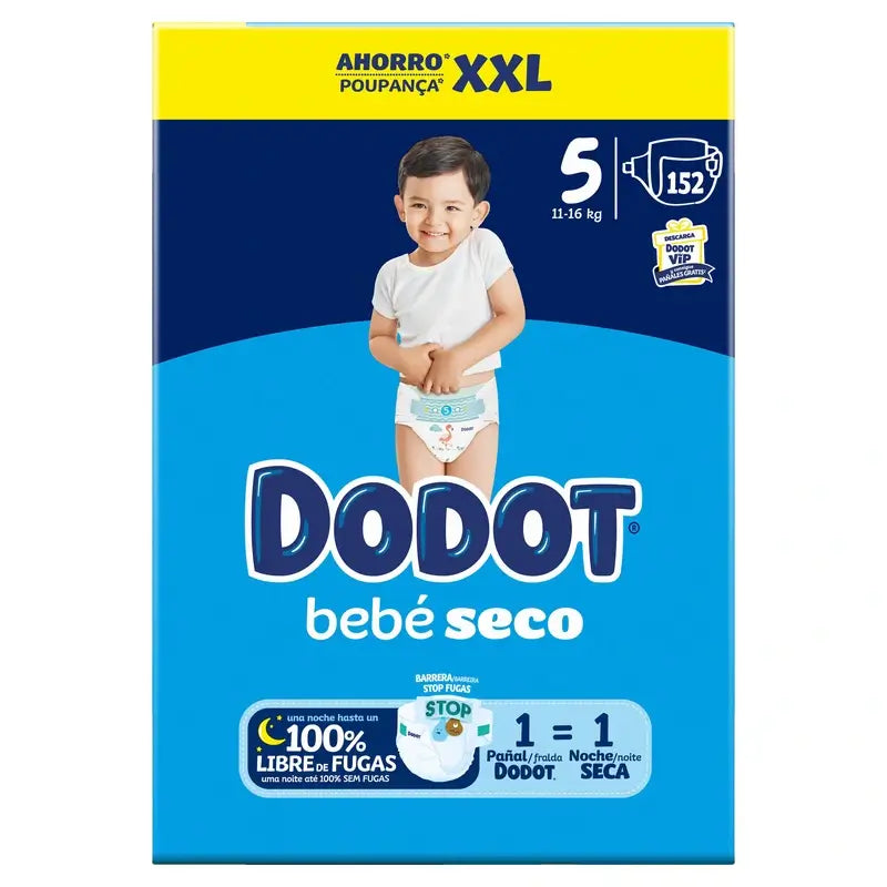 Dodot Baby Dry Nappy Size 5 , 152 units
