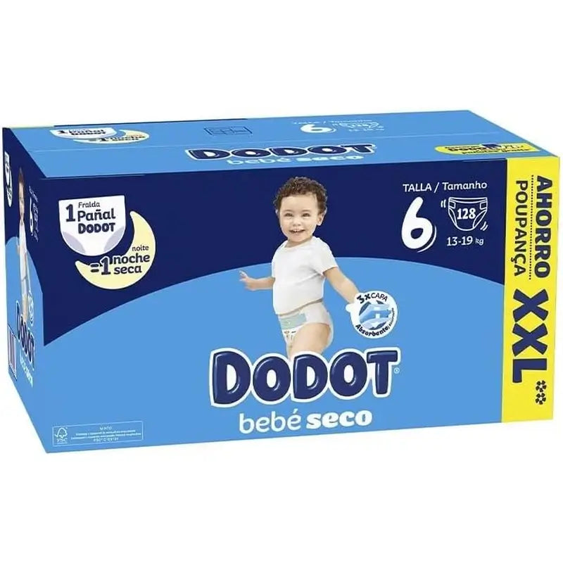 Dodot Baby Dry Größe 6, 13Kg-18Kg, 128 Windeln