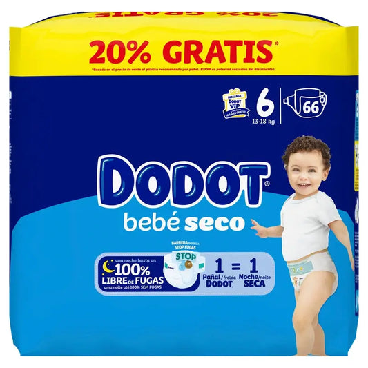 Dodot Baby-Dry Nappies Size 6, 13Kg-18Kg , 66 nappies
