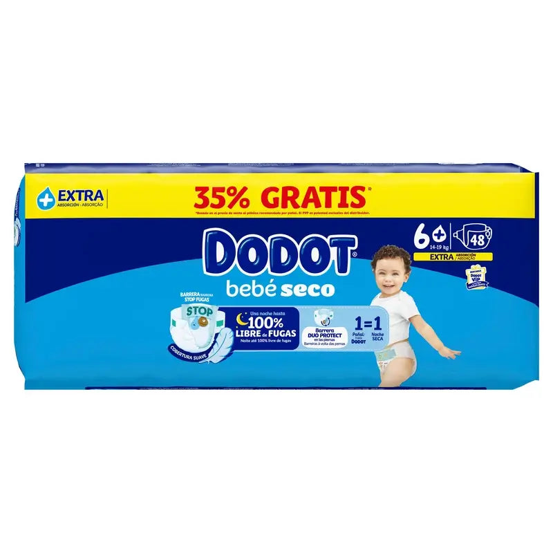 Dodot Baby Dry Größe 6+ (+14 Kg), 48 Windeln