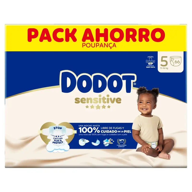 Dodot Sensitive Size 5, 66 nappies