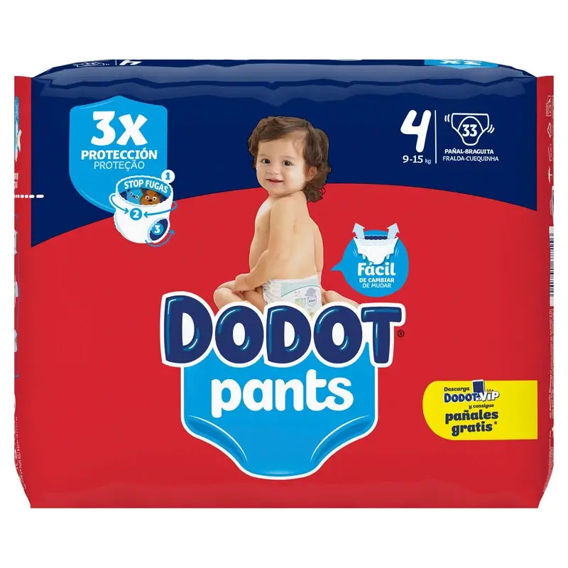 Dodot Pants Panty Größe 4 (9-15 Kg), 33 Windeln