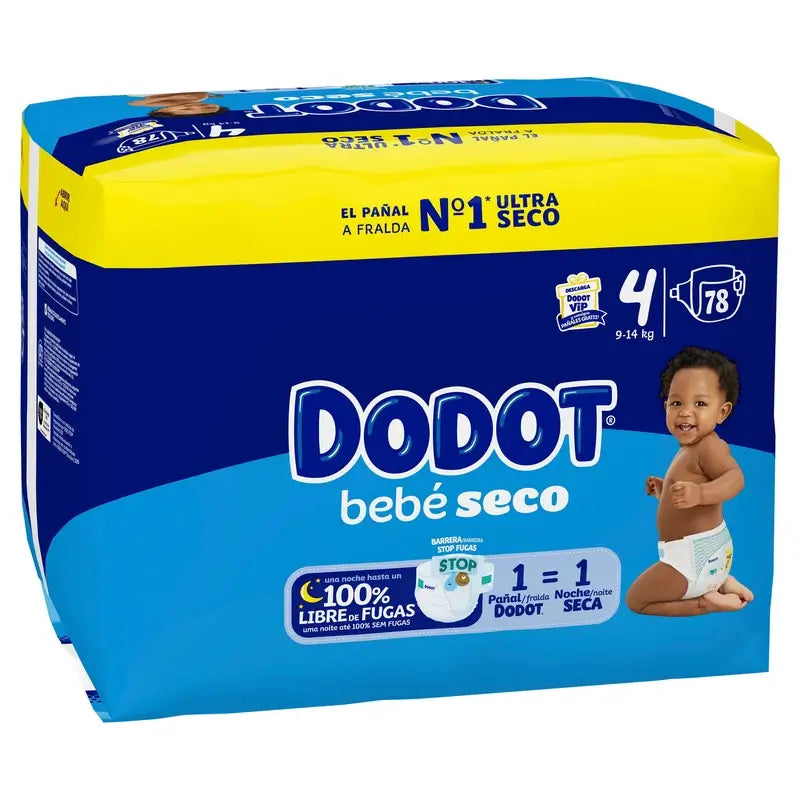 Dodot Baby Dry Größe 4 (9-14 Kg), 78 Windeln