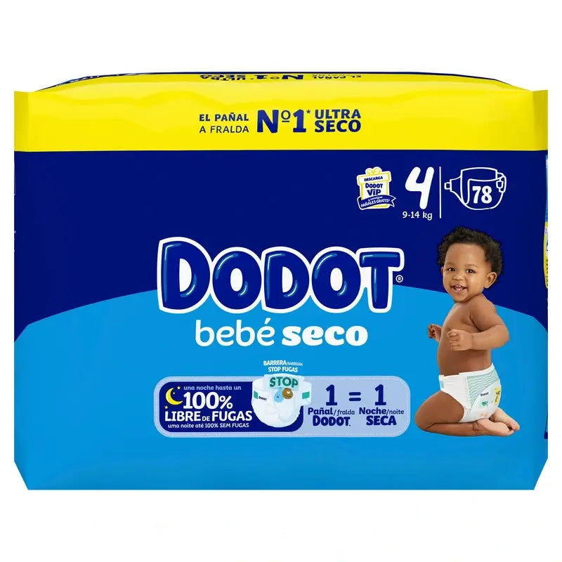 Dodot Baby Dry Größe 4 (9-14 Kg), 78 Windeln