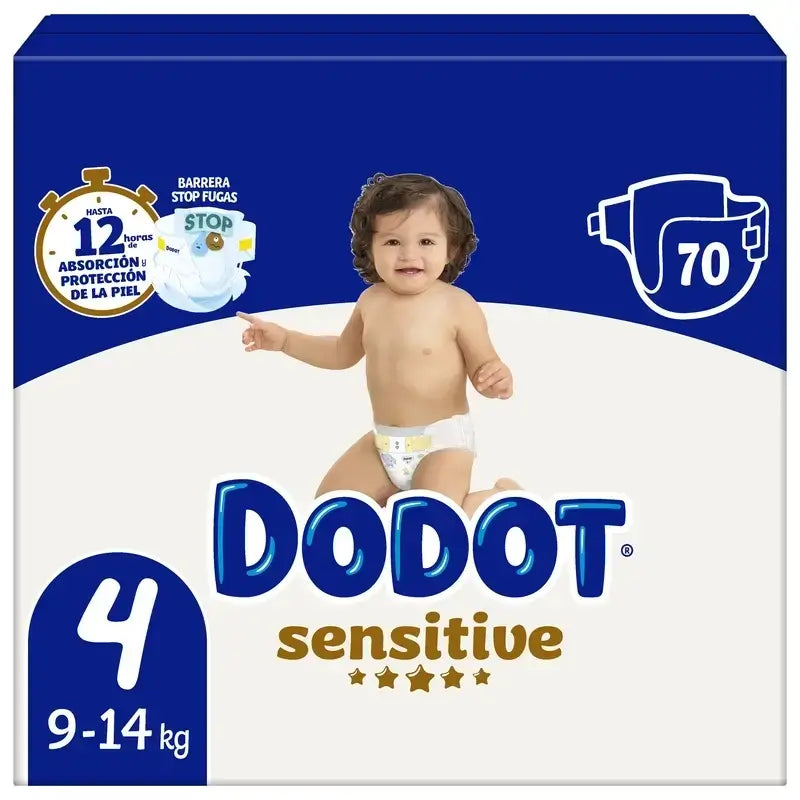 Dodot Sensitive Größe 4 für Baby, 9 Kg, 14 Kg, 210 Windeln