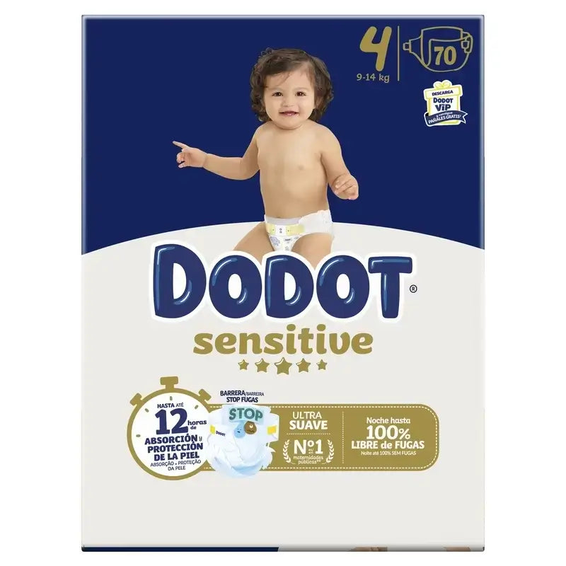 Dodot Sensitive Größe 4 für Baby, 9 Kg, 14 Kg, 210 Windeln