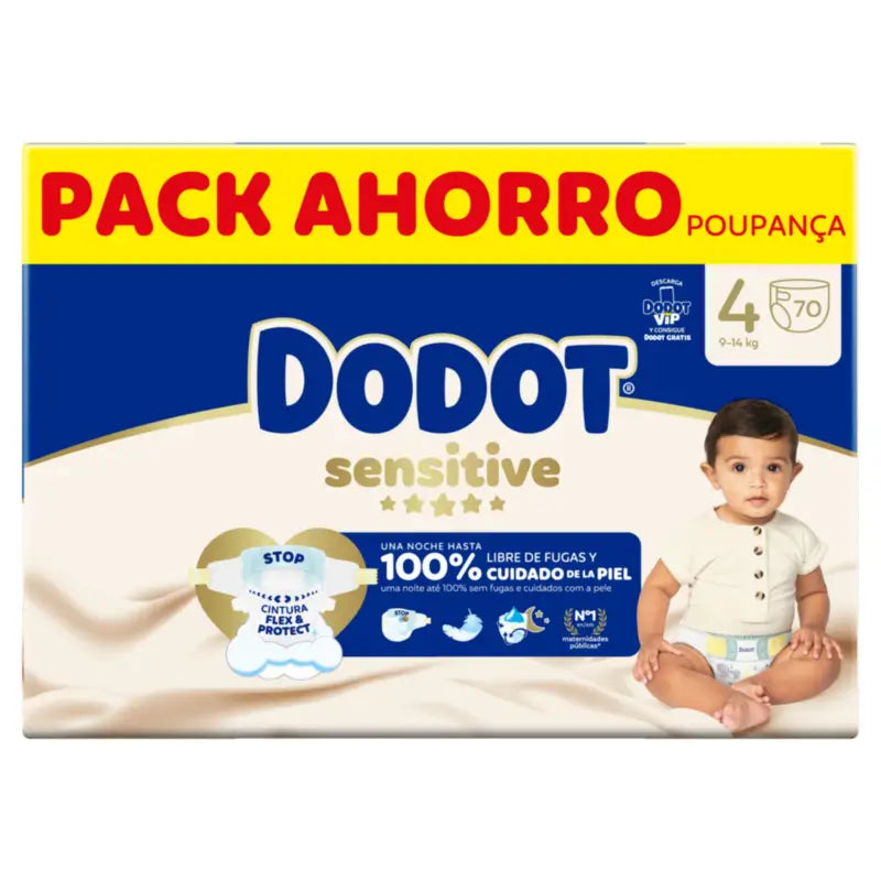 Dodot Sensitive Größe 4 für Baby, 9 Kg, 14 Kg, 210 Windeln