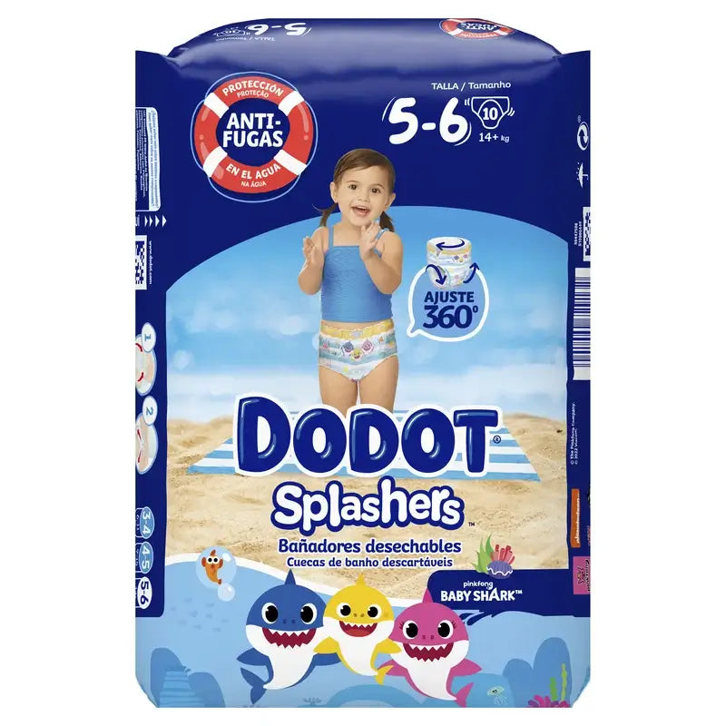 Dodot Splashers Wasserwindeln Größe 5-6, 10 Stück.
