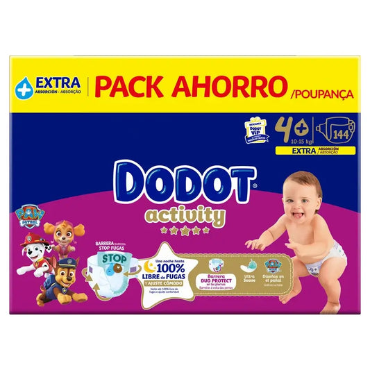 Dodot Activity Größe 4+, 10kg-15kg, 144 Windeln