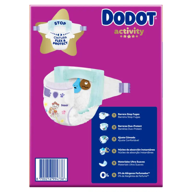 Dodot Activity Größe 4+, 10kg-15kg, 144 Windeln