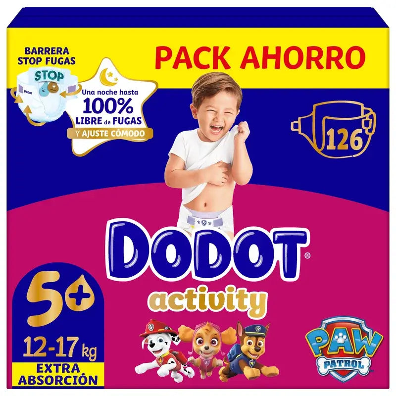 Dodot Activity Größe 5+, 12kg-17kg, 126 Windeln