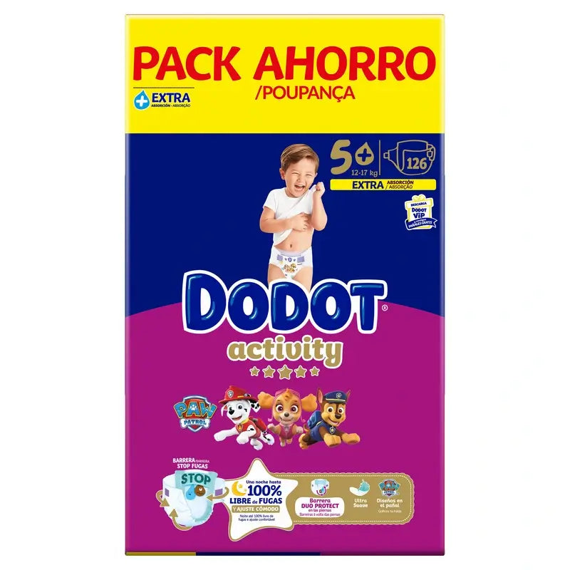 Dodot Activity Größe 5+, 12kg-17kg, 126 Windeln
