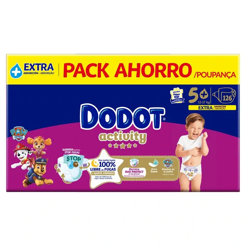 Dodot Activity Größe 5+, 12kg-17kg, 126 Windeln