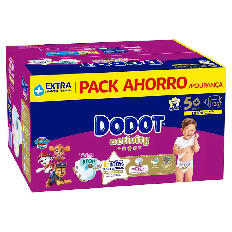 Dodot Activity Größe 5+, 12kg-17kg, 126 Windeln