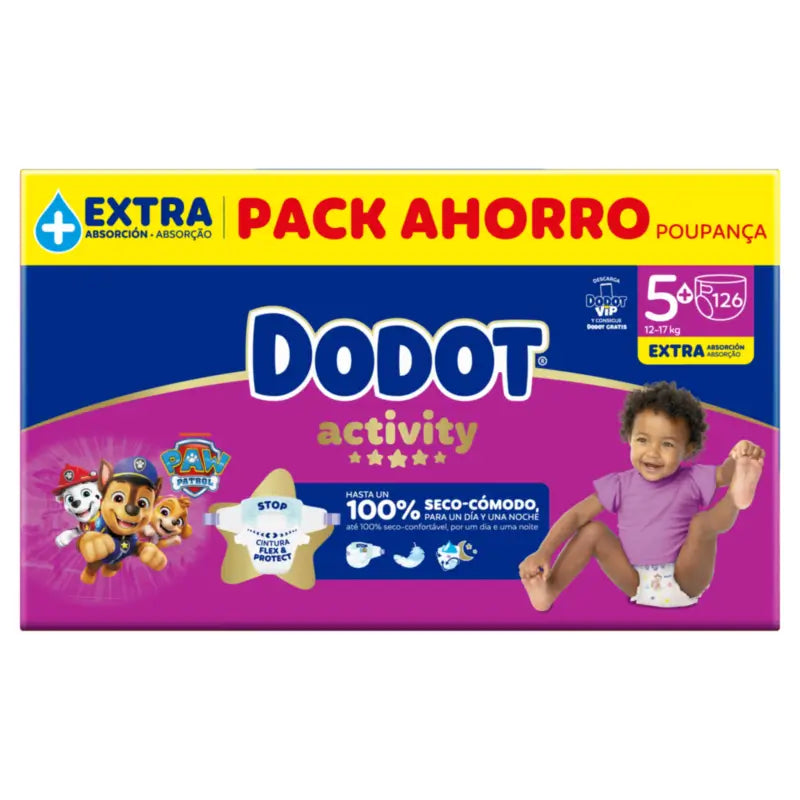 Dodot Activity Größe 5+, 12kg-17kg, 126 Windeln