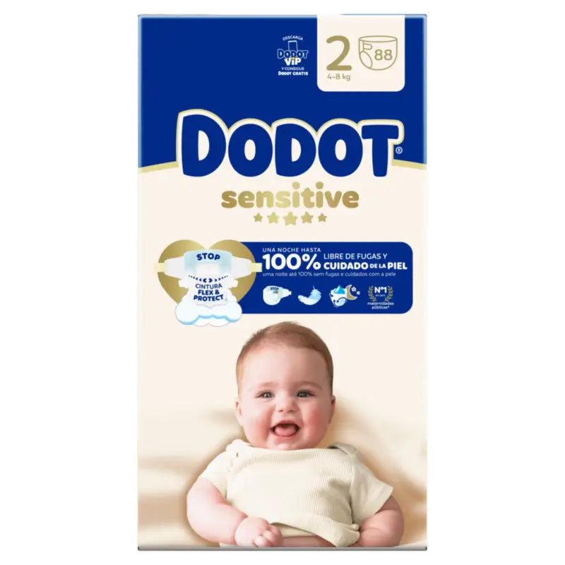 Dodot Sensitive Größe 2, 4kg-8kg, 88 Windeln