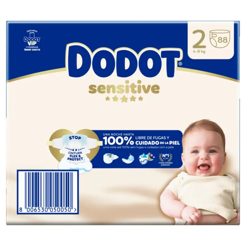 Dodot Sensitive Größe 2, 4kg-8kg, 88 Windeln