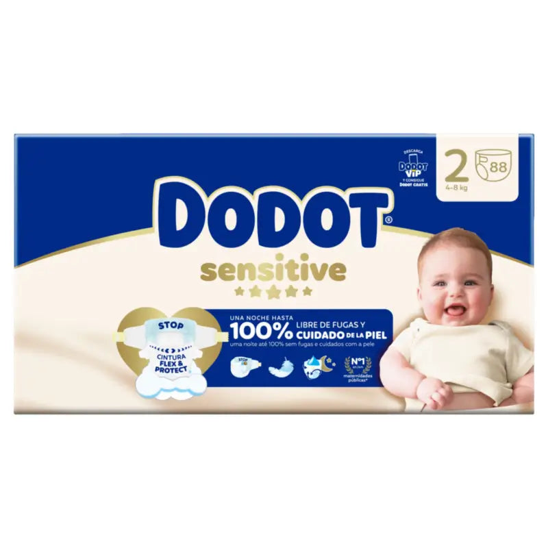 Dodot Sensitive Größe 2, 4kg-8kg, 88 Windeln