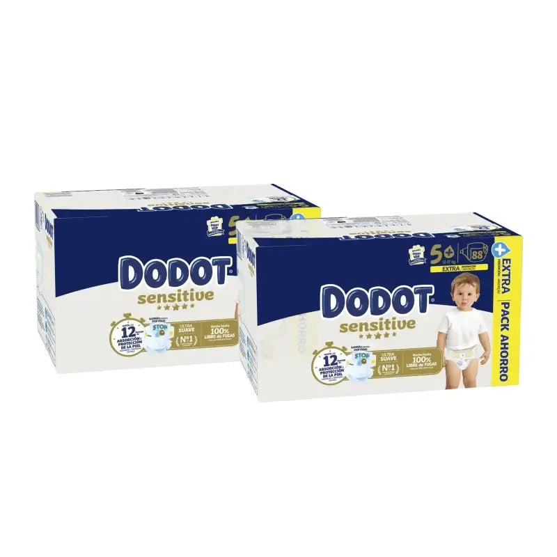 Dodot Sensitive Extra-Box Size 5+ Nappies, Pack of 2 x 88