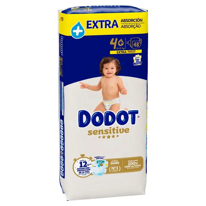 Dodot Sensitive Windeln Extra Saugfähig 10-15 kg Größe 4+, 48 Stück.