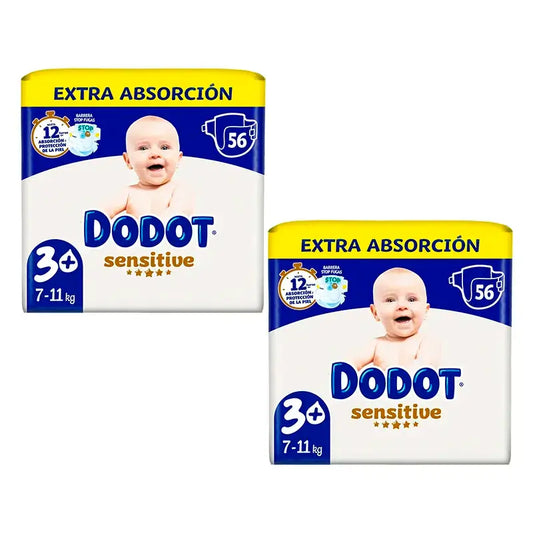 Dodot Sensitive Extra Jumbo Windel Größe 3+, Packung 2 x 56 Windeln