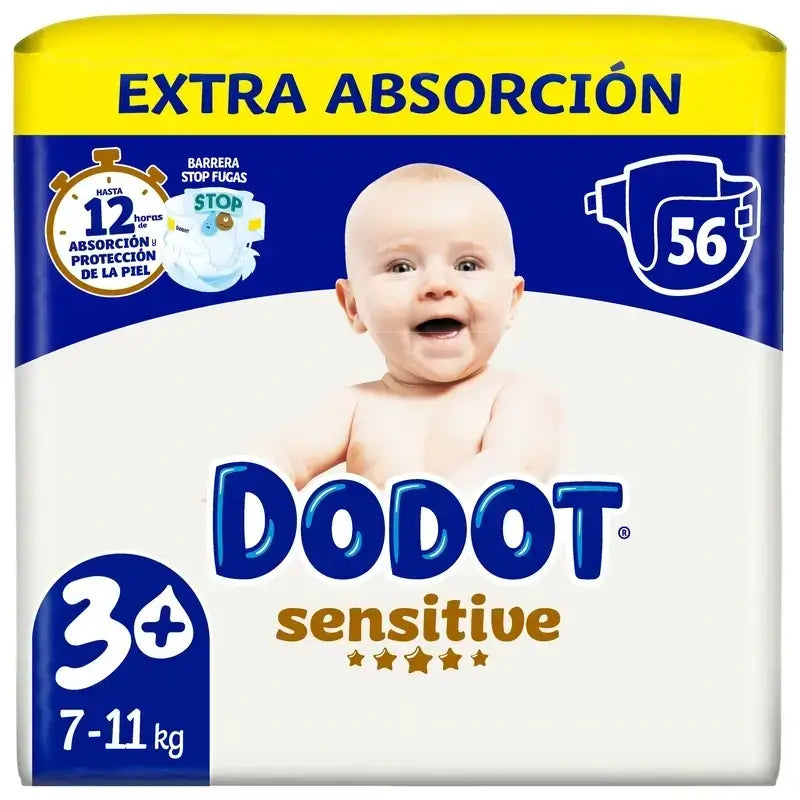 Dodot Sensitive Extra Jumbo Windel Größe 3+, Packung 2 x 56 Windeln