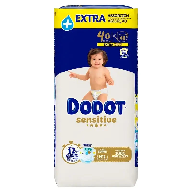 Dodot Sensitive Windeln Extra Saugfähig 10-15 kg Größe 4+, Packung 2 x 48 Stück