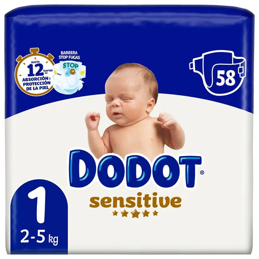 Dodot Sensitive Größe 1 (2-5 kg), 58 Windeln